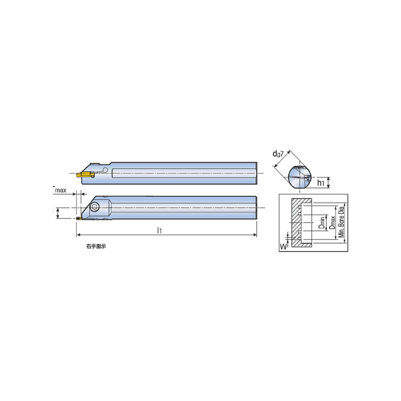 End face inner hole shallow groove and end face TURNING MILL SHANK