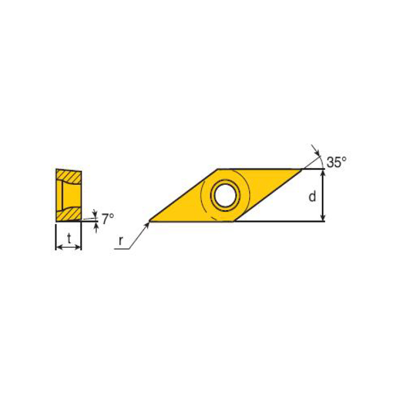 POSITIVE7°REAR ANGLE 35°RHOMBIC insert