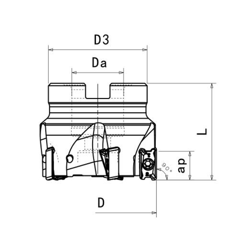 FACE MILL CUTTER，Kr=90°