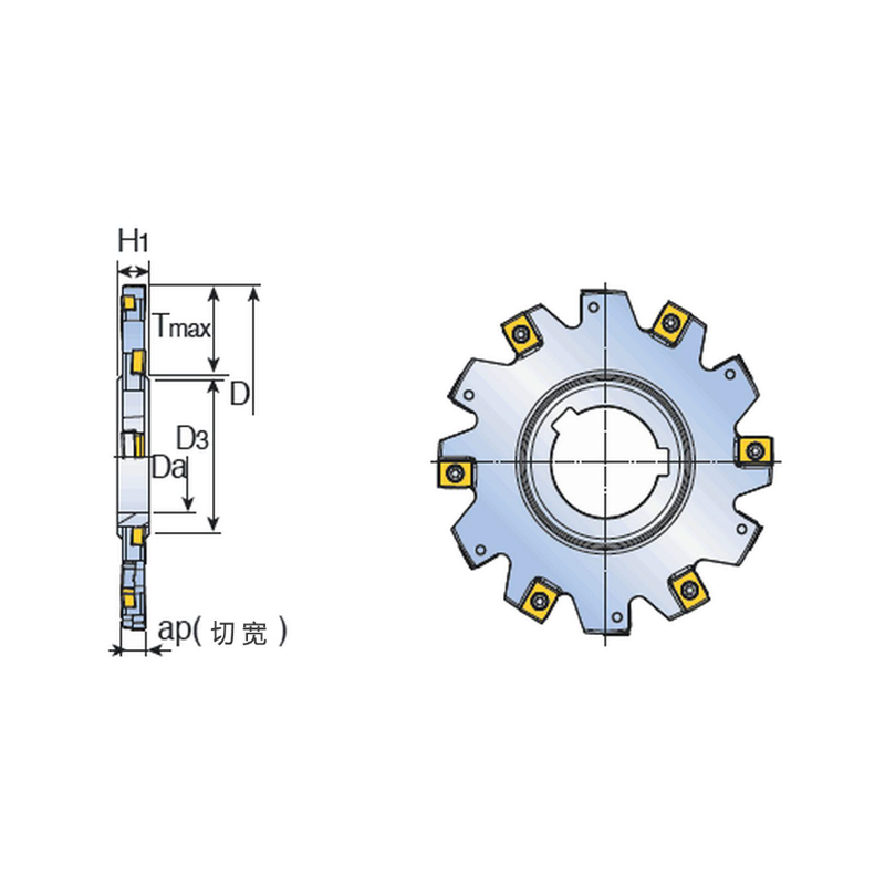 THREE SIDED EDGE MILL CUTTER: FIXED SINGLE INSERT TYPE