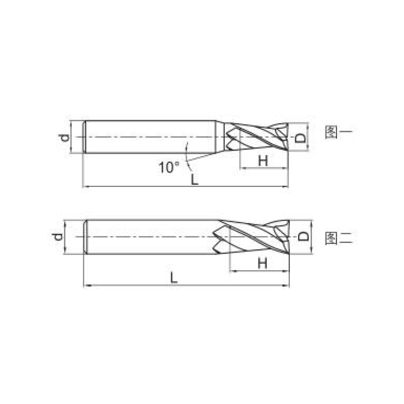 General purpose machining, two-flute straight shank flat head solid  carbide end mill
