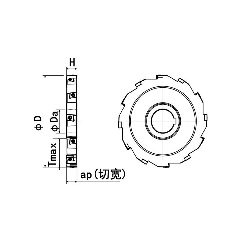 Single-piece three-sided milling cutter HOLDER