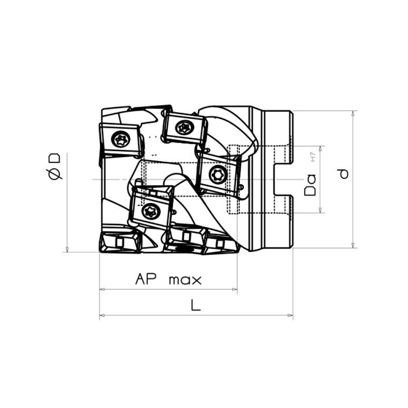CORN TYPE MILL CUTTER HOLDER，Kr=90°