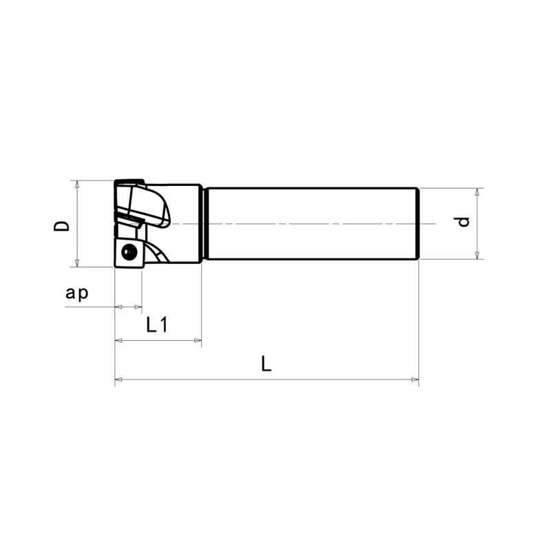 Cylindrical END MILL CUTTER ,Kr=90 °