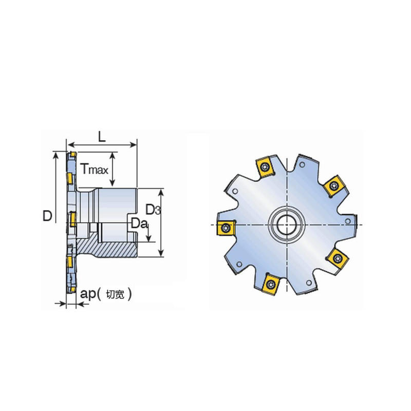 Three-sided edge milling cutter: Fixed flange type