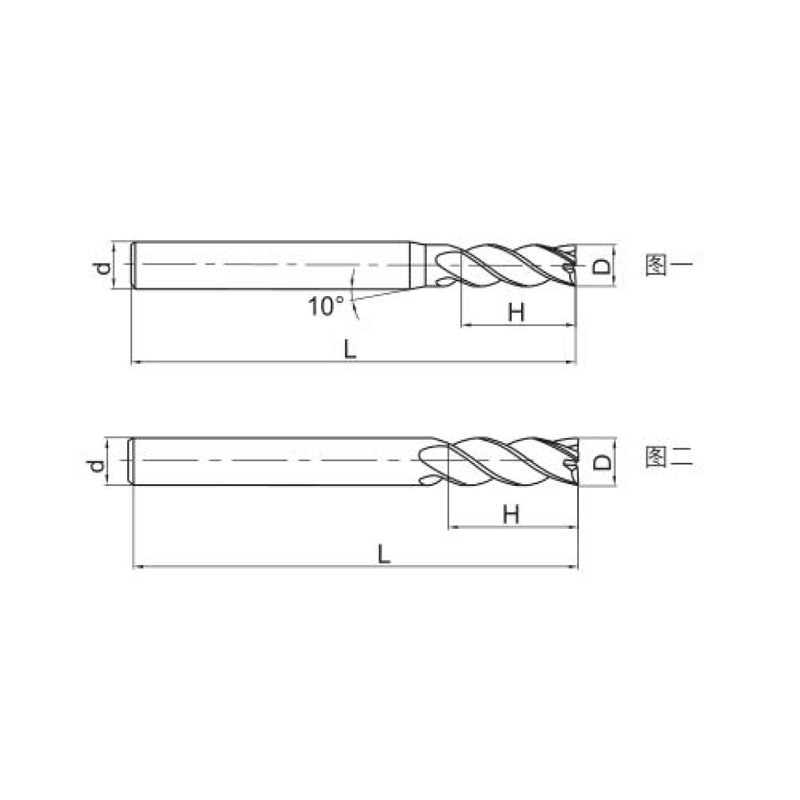 General purpose machining, four-blade straight shank flat  head solid carbide end mill