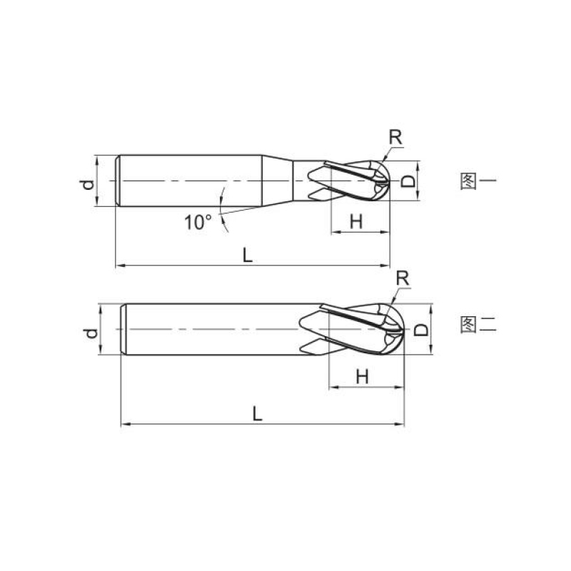 General purpose machining, four-flute straight shank ball nose solid carbide end mill