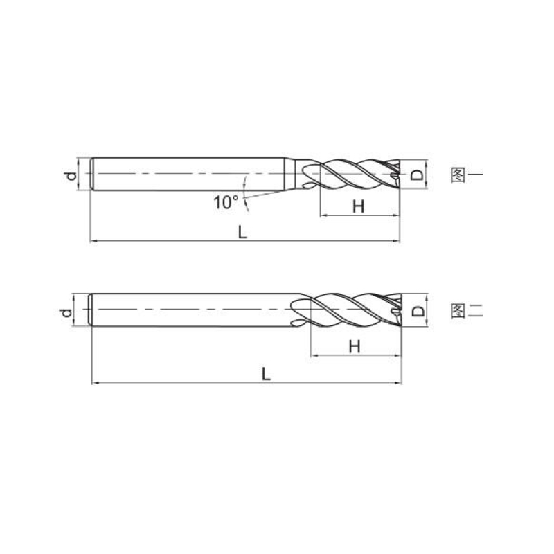 High hardness steel machining, four-blade straight shank flat head solid carbide end mill