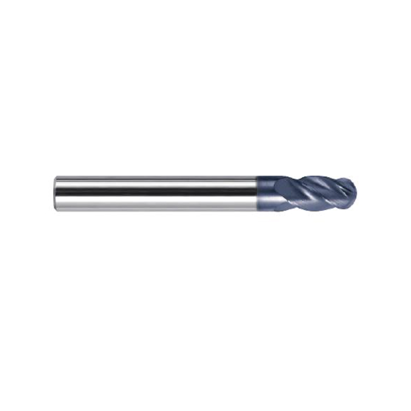High hardness steel machining, four-blade straight shank ball nose solid carbide end mill